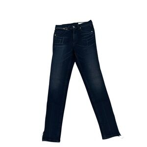 rag & bone Dark Indigo Straight Leg Jeans zipper details at cuffs USA size 26